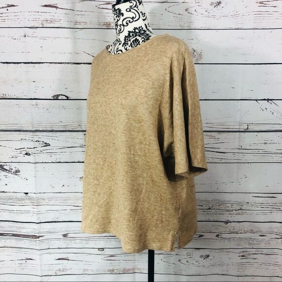H by Halston Dolman Short Sleeve Lightweight Sweater Shirt Top Beige Tan S - Picture 5 of 8